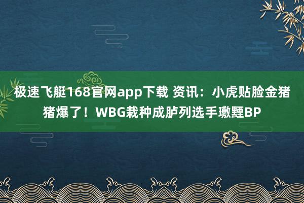 极速飞艇168官网app下载 资讯：小虎贴脸金猪猪爆了！WBG栽种成胪列选手璷黫BP