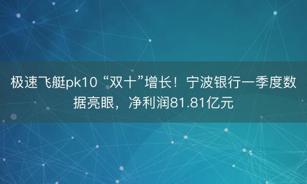 极速飞艇pk10 “双十”增长！宁波银行一季度数据亮眼，净利润81.81亿元