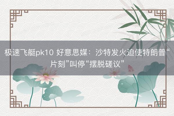 极速飞艇pk10 好意思媒：沙特发火迫使特朗普“片刻”叫停“摆脱磋议”